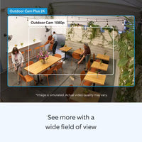 Outdoor Cam plus Hardwired Power over Ethernet with Wide-Angle 2K Video, Color Night Vision Smart Security Camera, White