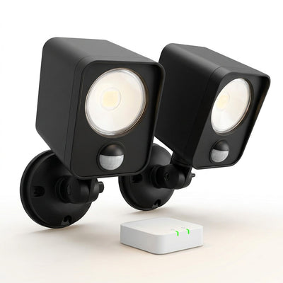 Motion Activated LED Spot Lights Built for Outdoor Security, Battery Powered, Smart Bridge, 2-Pack