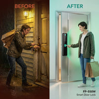 Fingerprint Double Two Side Waterproof Outdoor Smart Door Lock SUS Material for Slim Aluminum Swing Sliding Lock ,Corrosion-Resistant — Before & After