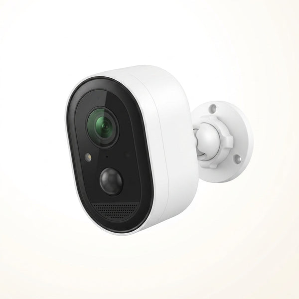 Outdoor Cam plus Hardwired Power over Ethernet with Wide-Angle 2K Video, Color Night Vision Smart Security Camera, White — Studio Shot