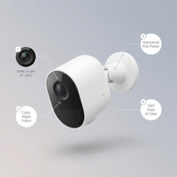 Outdoor Cam plus Hardwired Power over Ethernet with Wide-Angle 2K Video, Color Night Vision Smart Security Camera, White — infographic