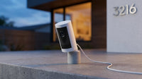Outdoor Cam plus Hardwired Power over Ethernet with Wide-Angle 2K Video, Color Night Vision Smart Security Camera, White — Lifestyle