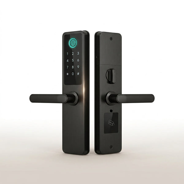 Smart Door Lock Built to Secure Any Entry, Fingerprint Recognition, IP55 Waterproof, Stainless Steel — Studio Shot
