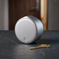 Wifi Smart Lock Silver (Retrofits over Existing Deadbolt) — Studio Shot
