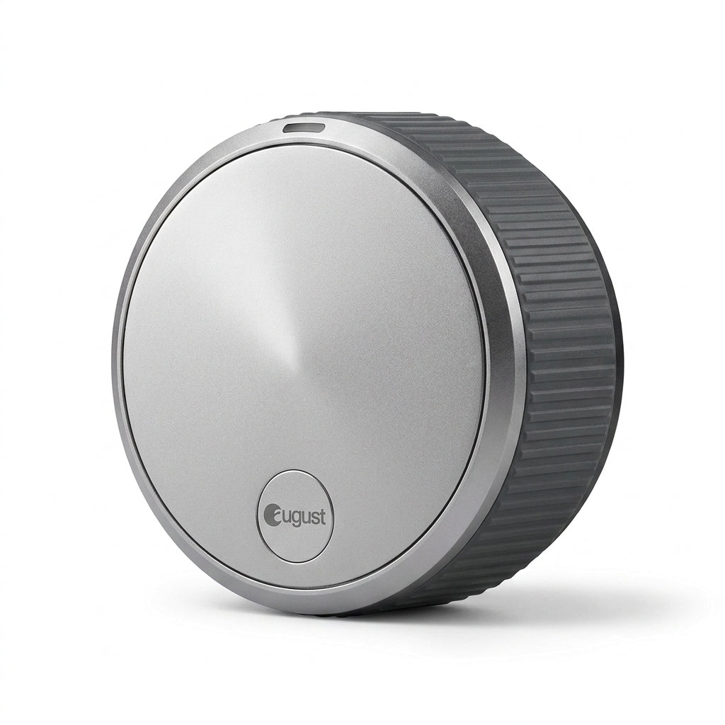 Wifi Smart Lock Silver (Retrofits over Existing Deadbolt) — Studio Shot