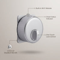 Wifi Smart Lock Silver (Retrofits over Existing Deadbolt) — infographic