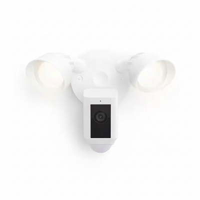 Floodlight Cam plus Wired - Outdoor Smart Security Camera with 2-LED Lights, 2-Way Talk, Color Night Vision, White