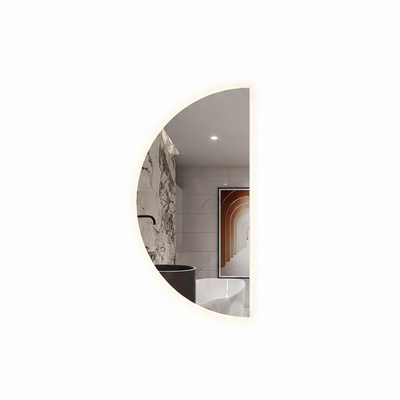 47In Half Moon LED Mirror for Bathroom,Semi Circle Wall Mirror,Smart Mirror | 3-Color Dimmable Bathroom Vanity Mirror,Frameless Backlit Anti-Fog (Left Semicircle, 24 * 47In/60 * 120Cm)
